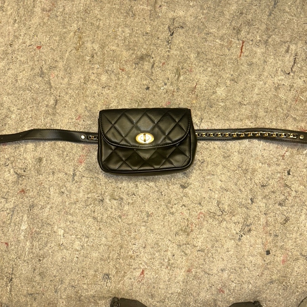 Black Quilted Belt Bag